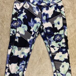 Fila Women’s  Medium Leggings with Blue and White Floral Design